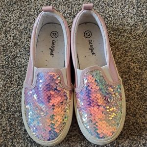 Cat and Jack Rainbow Sequin Slip-ons, Sz 13
